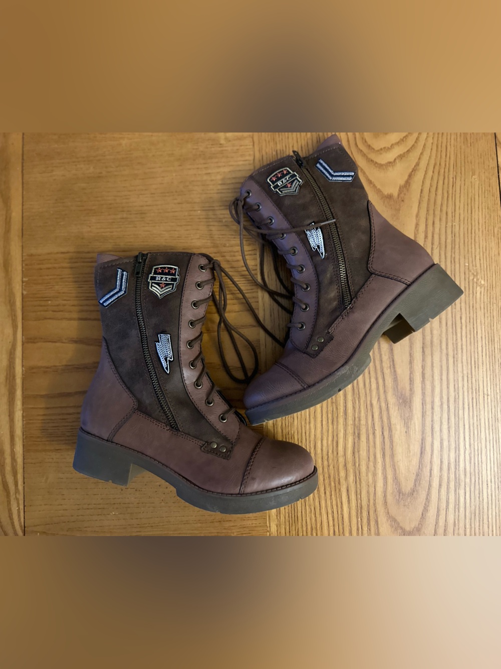 NIB Rock and Candy Hettie Combat Boots 7M BROWN